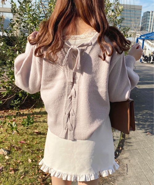 apres jour(アプレジュール)の「バックレースアップニット【ZOZOTOWN限定アイテム】(ニット/セーター・レディース・アイボリー/ブラウン系その他/ピンクベージュ・X-LARGE/フリー)」の3枚目の写真
