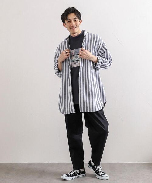 coen(コーエン)の「起毛ストライプバンドカラーシャツ(シャツ/ブラウス・メンズ・ネイビー/ブラウン・SMALL/MEDIUM/LARGE/X-LARGE)」の10枚目の写真