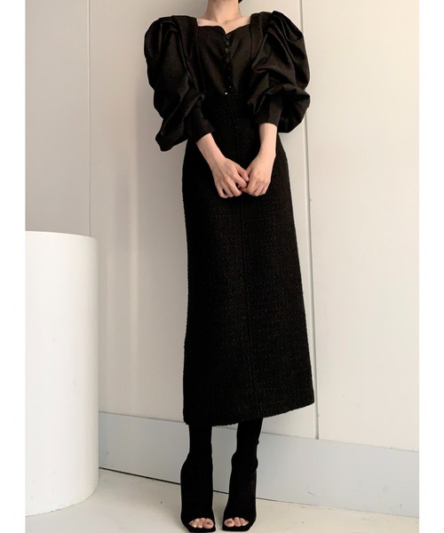 Jewelobe(ジュエローブ)の「タックスリーブハートネッククロップドトップス(シャツ/ブラウス・レディース・ブラック/オフホワイト・FREE)」の19枚目の写真