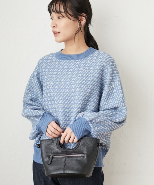 Green Parks(グリーンパークス)の「柄ショートニットプルオーバー*(ニット/セーター・レディース・ブラック/ベージュ/ブルー/グリーン・FREE)」の4枚目の写真