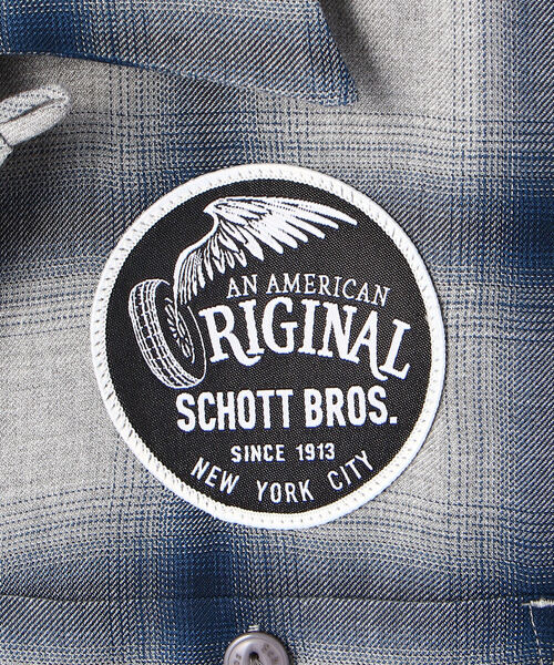 schott（ショット）の「Schott/ショット/RAYON OMBRE LS SHIRT/レーヨン オンブレシャツ（シャツ/ブラウス・メンズ・グレー/ブラック/ネイビー・X-LARGE/XX-LARGE/LARGE/MEDIUM）」の7枚目の写真