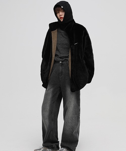 MASONPRINCE（メイソンプリンス）の「オーバサイズリバーシブルフェイクファーブルゾン WT4023【MASONPRINCE】（ブルゾン・メンズ・ベージュ/ブラック・L/S/XL/M）」の12枚目の写真