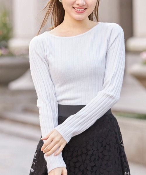 tocco closet(トッコ クローゼット)の「【限定】シンプルワイドリブニットプルオーバー(ニット/セーター・レディース・オフホワイト/サックスブルー/ピンク/ラベンダー・M)」の2枚目の写真