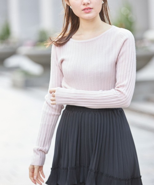 tocco closet(トッコ クローゼット)の「【限定】シンプルワイドリブニットプルオーバー(ニット/セーター・レディース・オフホワイト/サックスブルー/ピンク/ラベンダー・M)」の14枚目の写真