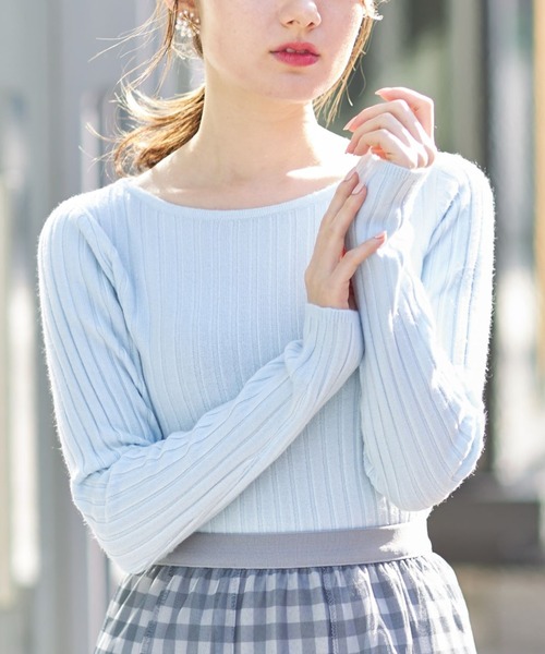 tocco closet(トッコ クローゼット)の「【限定】シンプルワイドリブニットプルオーバー(ニット/セーター・レディース・オフホワイト/サックスブルー/ピンク/ラベンダー・M)」の9枚目の写真
