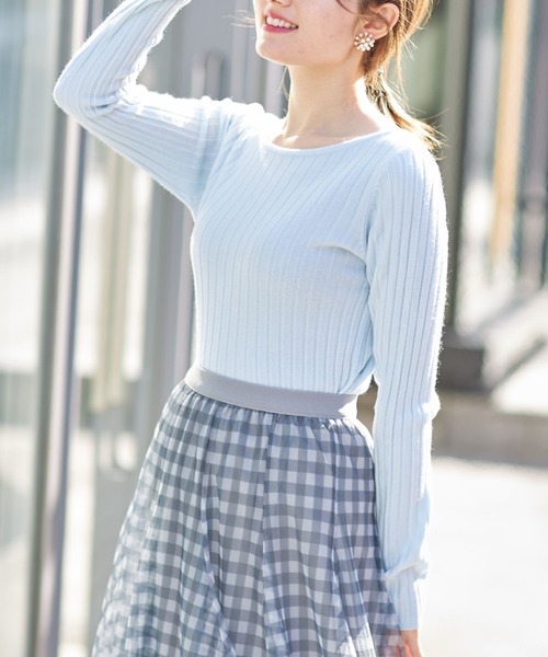 tocco closet(トッコ クローゼット)の「【限定】シンプルワイドリブニットプルオーバー(ニット/セーター・レディース・オフホワイト/サックスブルー/ピンク/ラベンダー・M)」の13枚目の写真