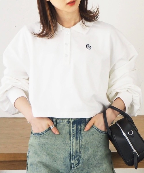 tiptop(ティップトップ)の「ポロデザインカットプルオーバー(Tシャツ/カットソー・レディース・ブラック/オフホワイト/グリーン/A/B・FREE)」の2枚目の写真