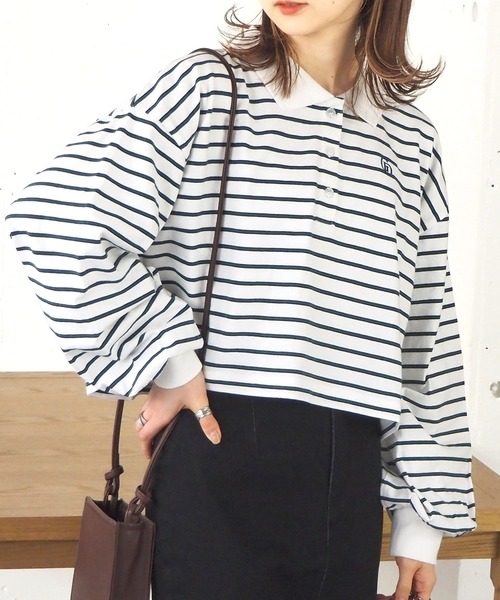 tiptop(ティップトップ)の「ポロデザインカットプルオーバー(Tシャツ/カットソー・レディース・ブラック/オフホワイト/グリーン/A/B・FREE)」の4枚目の写真