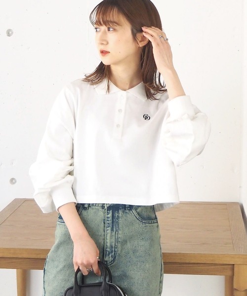 tiptop(ティップトップ)の「ポロデザインカットプルオーバー(Tシャツ/カットソー・レディース・ブラック/オフホワイト/グリーン/A/B・FREE)」の7枚目の写真