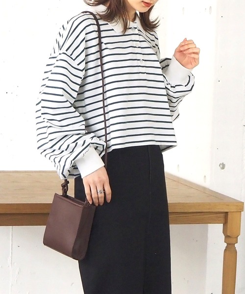 tiptop(ティップトップ)の「ポロデザインカットプルオーバー(Tシャツ/カットソー・レディース・ブラック/オフホワイト/グリーン/A/B・FREE)」の19枚目の写真
