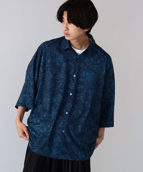 BeAMS DOT（ビームスドット）の「【WEB限定】BeAMS DOT / ドルマンスリーブ 総柄シャツ（シャツ/ブラウス・メンズ・ネイビー/オフホワイト/グリーン系その他4・LARGE/MEDIUM）」の3枚目の写真