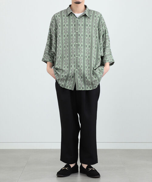 BeAMS DOT（ビームスドット）の「【WEB限定】BeAMS DOT / ドルマンスリーブ 総柄シャツ（シャツ/ブラウス・メンズ・ネイビー/オフホワイト/グリーン系その他4・LARGE/MEDIUM）」の9枚目の写真