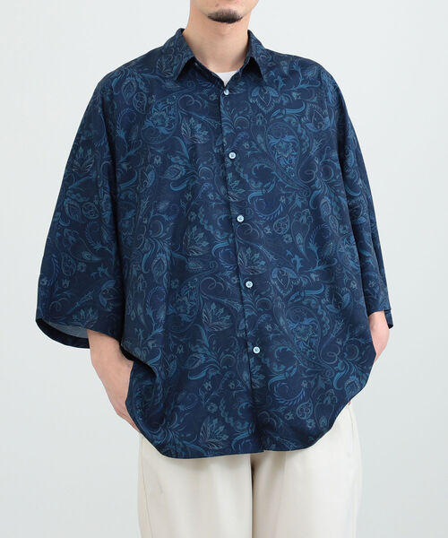 BeAMS DOT（ビームスドット）の「【WEB限定】BeAMS DOT / ドルマンスリーブ 総柄シャツ（シャツ/ブラウス・メンズ・ネイビー/オフホワイト/グリーン系その他4・LARGE/MEDIUM）」の8枚目の写真