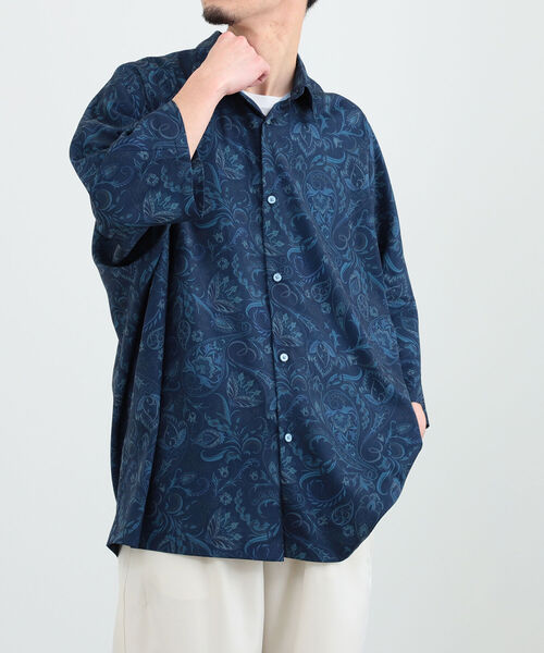 BeAMS DOT（ビームスドット）の「【WEB限定】BeAMS DOT / ドルマンスリーブ 総柄シャツ（シャツ/ブラウス・メンズ・ネイビー/オフホワイト/グリーン系その他4・LARGE/MEDIUM）」の7枚目の写真