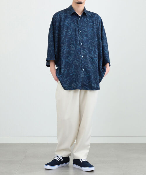 BeAMS DOT（ビームスドット）の「【WEB限定】BeAMS DOT / ドルマンスリーブ 総柄シャツ（シャツ/ブラウス・メンズ・ネイビー/オフホワイト/グリーン系その他4・LARGE/MEDIUM）」の6枚目の写真