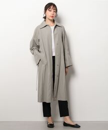 ベージュ ボリュームスリーブ ステンカラーコート