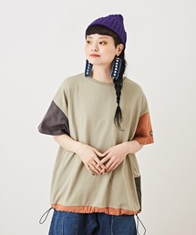 CUBE SUGAR（キューブシュガー）の「WEB限定天竺クレイジー配色異素材ポケット半袖Tシャツ（Tシャツ/カットソー）」