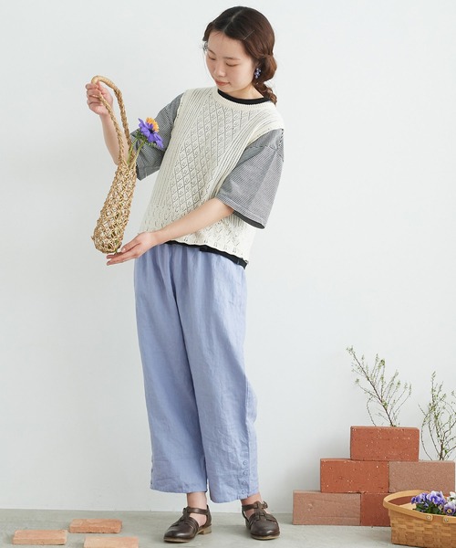 chambre de charme（シャンブルドゥシャーム）の「cdc すかし柄パッチワーク ベスト（ベスト・レディース・ブラウン/キナリ/パープル・FREE）」の11枚目の写真