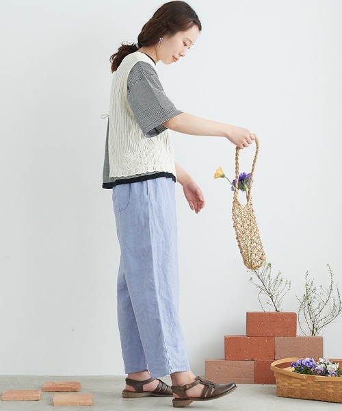 chambre de charme（シャンブルドゥシャーム）の「cdc すかし柄パッチワーク ベスト（ベスト・レディース・ブラウン/キナリ/パープル・FREE）」の14枚目の写真