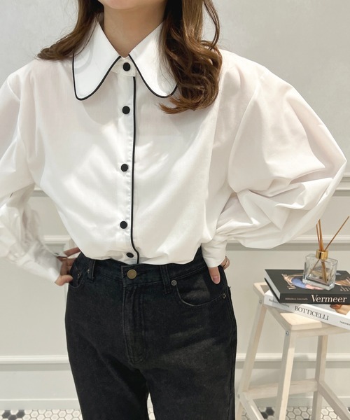 apres jour（アプレジュール）の「パイピングブラウス【ZOZOTOWN限定アイテム】（シャツ/ブラウス・レディース・オフホワイト・フリー/X-LARGE）」の4枚目の写真