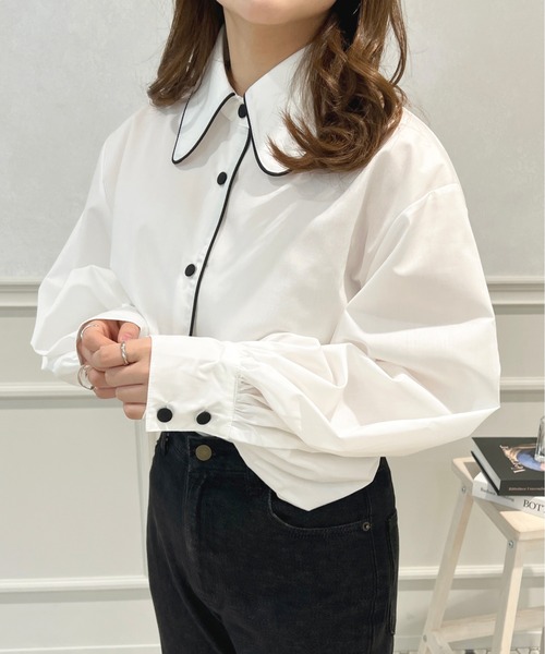 apres jour（アプレジュール）の「パイピングブラウス【ZOZOTOWN限定アイテム】（シャツ/ブラウス・レディース・オフホワイト・フリー/X-LARGE）」の5枚目の写真