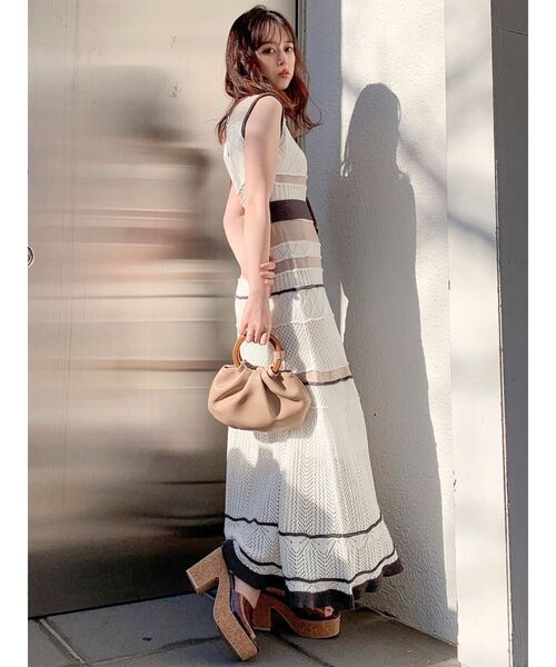 dazzlin（ダズリン）の「ミルフィーユクロシェワンピース（ワンピース・レディース・ホワイト/ブラック/パープル/オフホワイト/グリーン/モカ・FREE）」の8枚目の写真