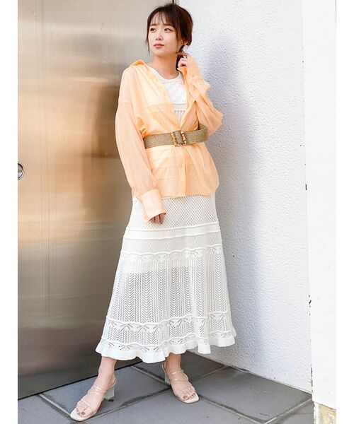 dazzlin（ダズリン）の「ミルフィーユクロシェワンピース（ワンピース・レディース・ホワイト/ブラック/パープル/オフホワイト/グリーン/モカ・FREE）」の15枚目の写真