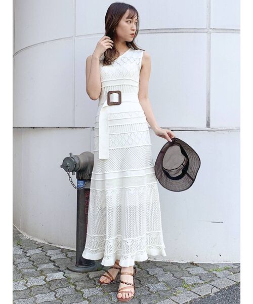 dazzlin（ダズリン）の「ミルフィーユクロシェワンピース（ワンピース・レディース・ホワイト/ブラック/パープル/オフホワイト/グリーン/モカ・FREE）」の21枚目の写真