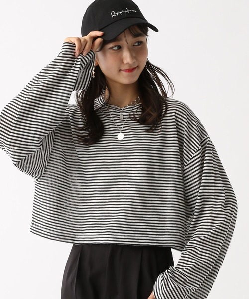 repipi armario（レピピ アルマリオ）の「シアーボーダーショートTシャツ（Tシャツ/カットソー・キッズ・グリーン/ブラック系その他/ブルー系その他/ピンク系その他・MEDIUM/LARGE）」の2枚目の写真