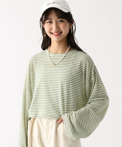 repipi armario（レピピ アルマリオ）の「シアーボーダーショートTシャツ（Tシャツ/カットソー・キッズ・グリーン/ブラック系その他/ブルー系その他/ピンク系その他・MEDIUM/LARGE）」の3枚目の写真