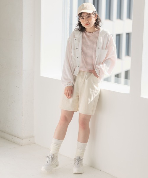 repipi armario（レピピ アルマリオ）の「シアーボーダーショートTシャツ（Tシャツ/カットソー・キッズ・グリーン/ブラック系その他/ブルー系その他/ピンク系その他・MEDIUM/LARGE）」の9枚目の写真