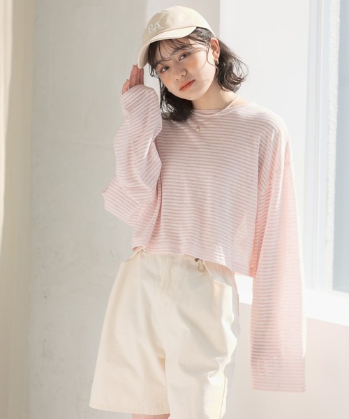 repipi armario（レピピ アルマリオ）の「シアーボーダーショートTシャツ（Tシャツ/カットソー・キッズ・グリーン/ブラック系その他/ブルー系その他/ピンク系その他・MEDIUM/LARGE）」の11枚目の写真