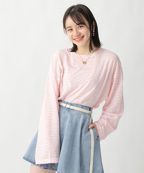 repipi armario（レピピ アルマリオ）の「シアーボーダーショートTシャツ（Tシャツ/カットソー・キッズ・グリーン/ブラック系その他/ブルー系その他/ピンク系その他・MEDIUM/LARGE）」の14枚目の写真