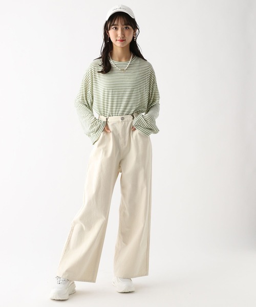 repipi armario（レピピ アルマリオ）の「シアーボーダーショートTシャツ（Tシャツ/カットソー・キッズ・グリーン/ブラック系その他/ブルー系その他/ピンク系その他・MEDIUM/LARGE）」の15枚目の写真