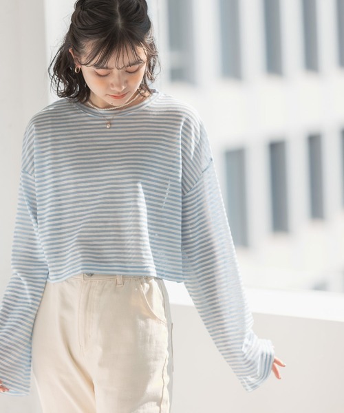 repipi armario（レピピ アルマリオ）の「シアーボーダーショートTシャツ（Tシャツ/カットソー・キッズ・グリーン/ブラック系その他/ブルー系その他/ピンク系その他・MEDIUM/LARGE）」の18枚目の写真