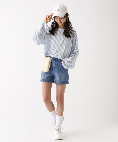 repipi armario（レピピ アルマリオ）の「シアーボーダーショートTシャツ（Tシャツ/カットソー・キッズ・グリーン/ブラック系その他/ブルー系その他/ピンク系その他・MEDIUM/LARGE）」の20枚目の写真