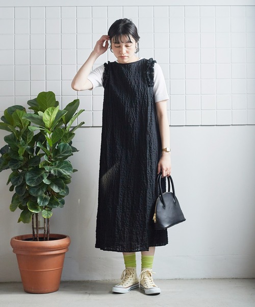 【NEW限定品】 bulle de check savon（ビュルデサボン）の「Shadow ワンピース