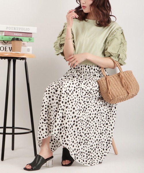 EACH.（イーチ）の「EACH メロー半袖シャツ（Tシャツ/カットソー・レディース・ホワイト/ブラック/グリーン・FREE）」の6枚目の写真