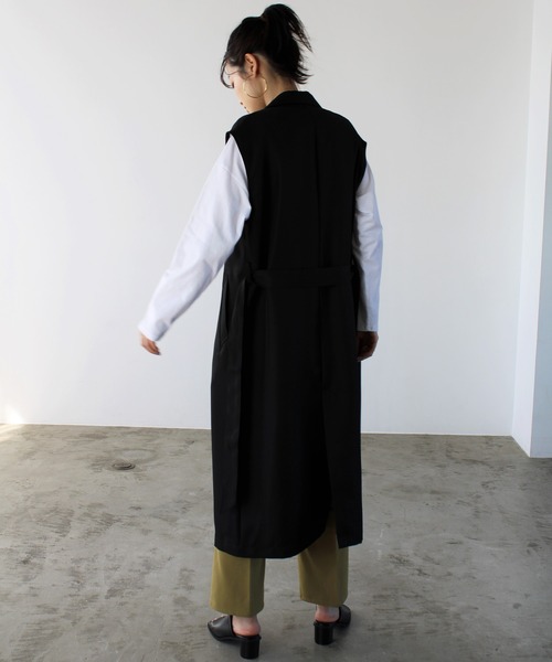 GeeRA（ジーラ）の「トレンチ風ロングジレ（その他アウター・レディース・ベージュ/ブラック・MEDIUM）」の5枚目の写真