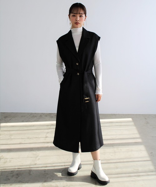 GeeRA（ジーラ）の「トレンチ風ロングジレ（その他アウター・レディース・ベージュ/ブラック・MEDIUM）」の7枚目の写真