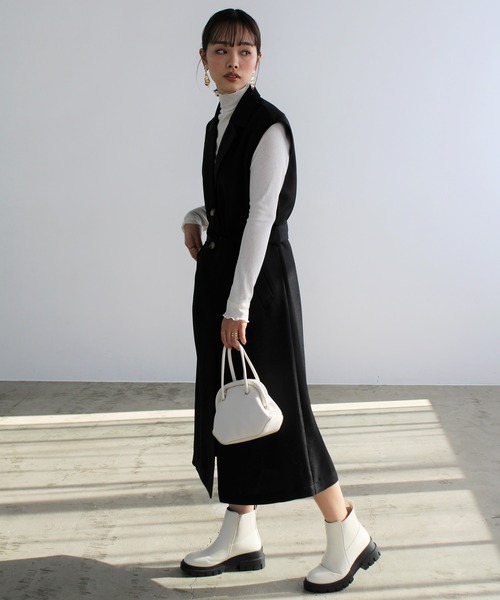 GeeRA（ジーラ）の「トレンチ風ロングジレ（その他アウター・レディース・ベージュ/ブラック・MEDIUM）」の8枚目の写真