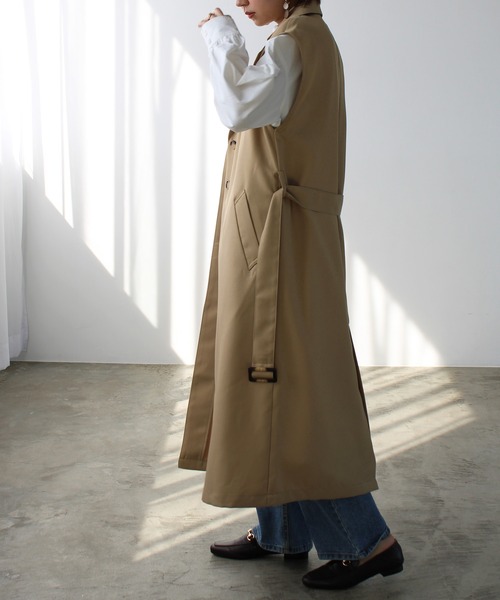 GeeRA（ジーラ）の「トレンチ風ロングジレ（その他アウター・レディース・ベージュ/ブラック・MEDIUM）」の11枚目の写真
