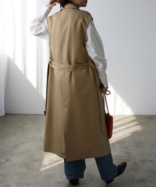 GeeRA（ジーラ）の「トレンチ風ロングジレ（その他アウター・レディース・ベージュ/ブラック・MEDIUM）」の12枚目の写真