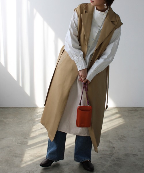 GeeRA（ジーラ）の「トレンチ風ロングジレ（その他アウター・レディース・ベージュ/ブラック・MEDIUM）」の9枚目の写真