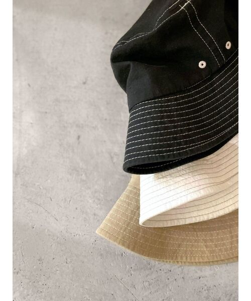 Ungrid（アングリッド）の「配色ステッチバケットハット（ハット・レディース・ブラック/ベージュ/オフホワイト・FREE）」の7枚目の写真