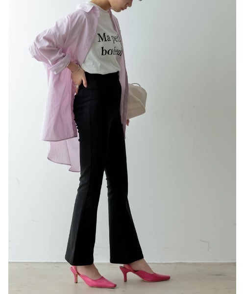Re:EDIT（リエディ）の「[神山まりあさん着用][2023S/S COLLECTION]ラク伸びストレッチハイウエストセミフレアパンツ（その他パンツ・レディース・ブラック・LARGE/SMALL/AM/AS/MEDIUM/TALL）」の8枚目の写真