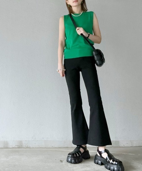 Re:EDIT（リエディ）の「[神山まりあさん着用][2023S/S COLLECTION]ラク伸びストレッチハイウエストセミフレアパンツ（その他パンツ・レディース・ブラック・LARGE/SMALL/AM/AS/MEDIUM/TALL）」の20枚目の写真