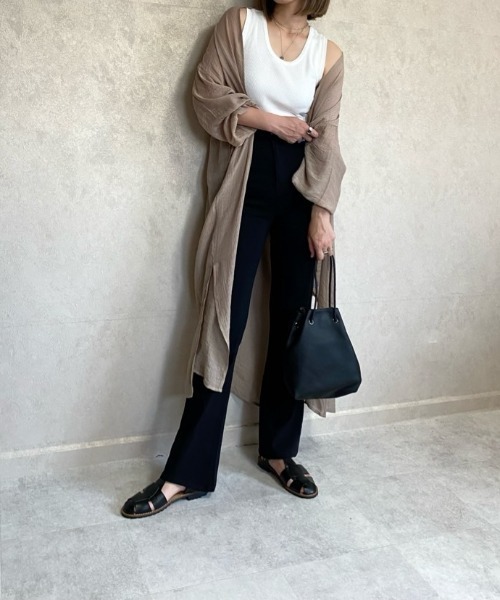Re:EDIT（リエディ）の「[神山まりあさん着用][2023S/S COLLECTION]ラク伸びストレッチハイウエストセミフレアパンツ（その他パンツ・レディース・ブラック・LARGE/SMALL/AM/AS/MEDIUM/TALL）」の19枚目の写真
