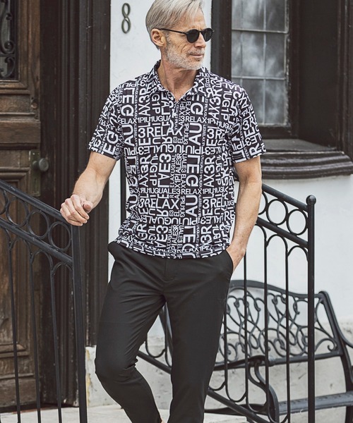 1PIU1UGUALE3 RELAX (ウノピゥウノウグァーレトレ リラックス)の「1PIU1UGUALE3 RELAX(ウノピゥウノウグァーレトレ)スーパーストレッチランダムロゴ半袖ポロシャツ(ポロシャツ・メンズ・ホワイト/ブラック・XL/M/L/S/XXL)」の12枚目の写真