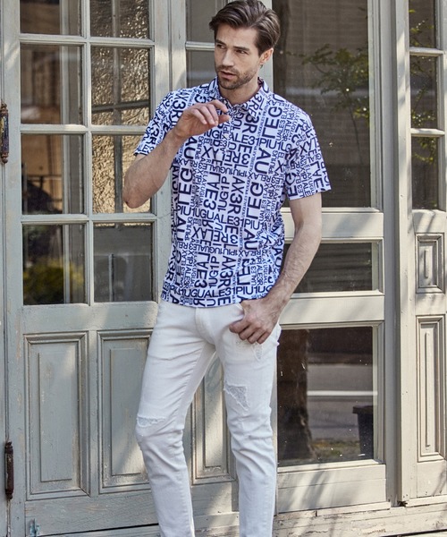 1PIU1UGUALE3 RELAX (ウノピゥウノウグァーレトレ リラックス)の「1PIU1UGUALE3 RELAX(ウノピゥウノウグァーレトレ)スーパーストレッチランダムロゴ半袖ポロシャツ(ポロシャツ・メンズ・ホワイト/ブラック・XL/M/L/S/XXL)」の18枚目の写真